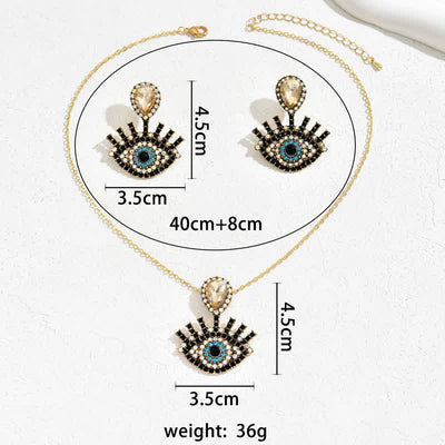 Olivenorma Blue Black Evil Eye Necklace Earrings Jewelry Set