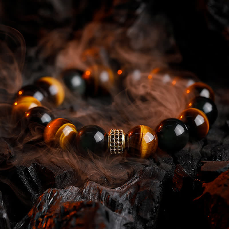 Olivenorma 12mm Natural Tiger Eye Men's Beaded Bracelet