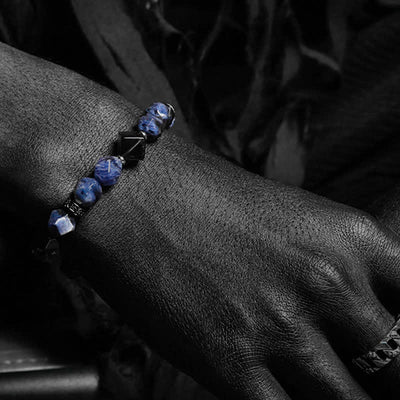 Olivenorma Natural Sodalite African Turquoise Men's Beaded Bracelet