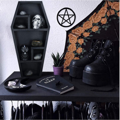 Olivenorma Spooky Coffin Shaped Shelf Halloween Crystal Shelf