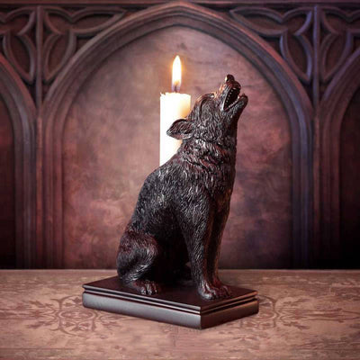 Olivenorma Gothic Cat Wolf Figurine Candle Stick Holder