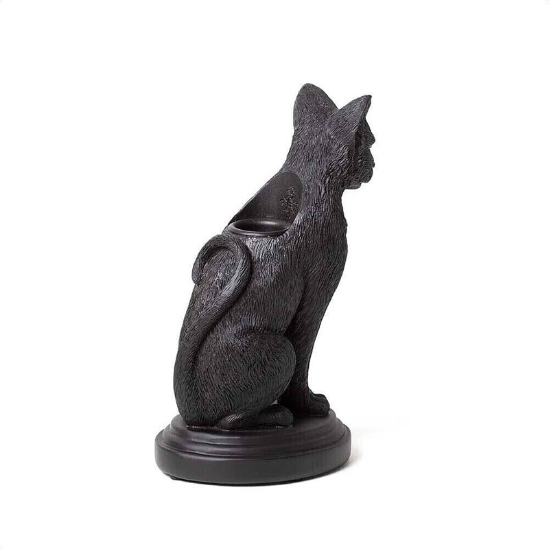 Olivenorma Gothic Cat Wolf Figurine Candle Stick Holder