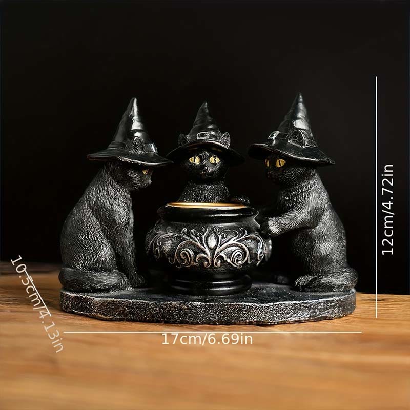 Olivenorma Halloween Three Witch Cats Tealight Candle Holder