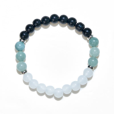 Olivenorma Clear Crystal Amazonite Obsidian Beads Bracelet