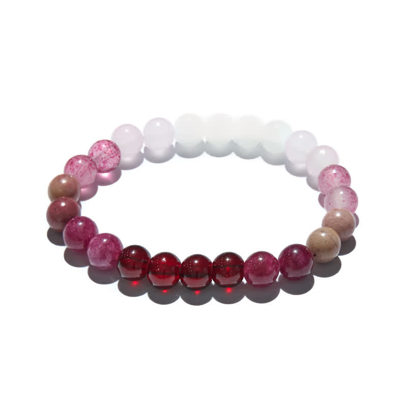 Olivenorma 8mm Natural Pink Crystal Bead Women Bracelet