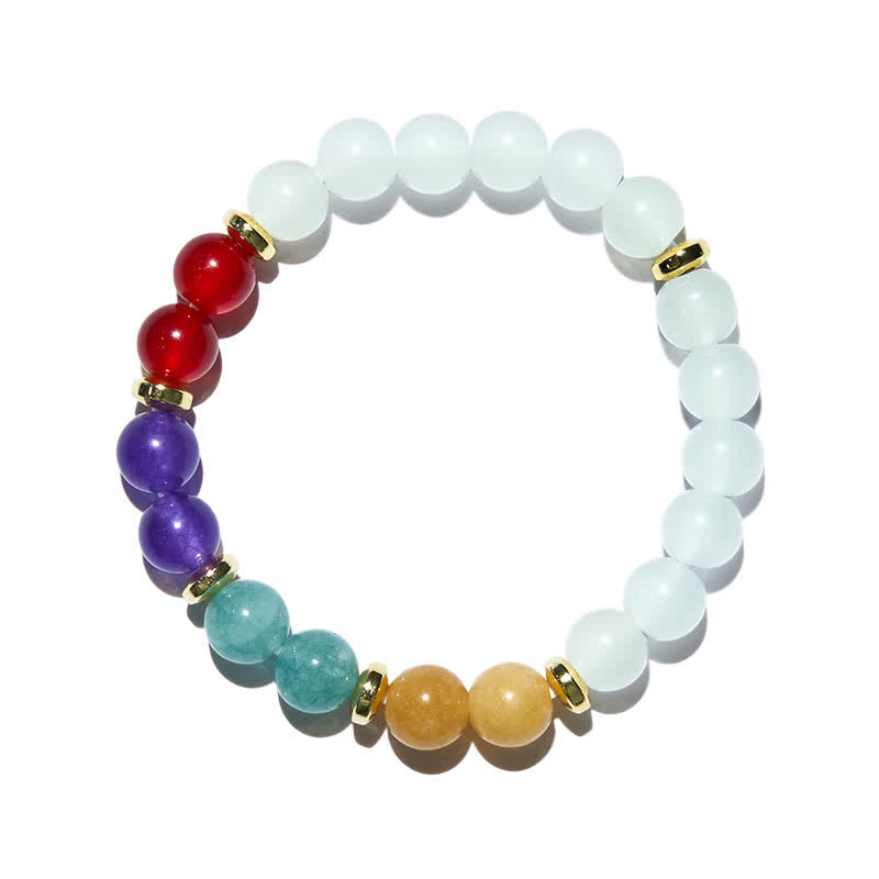 Olivenorma Natural Amethyst Aquamarine Clear Crystal Beads Bracelet