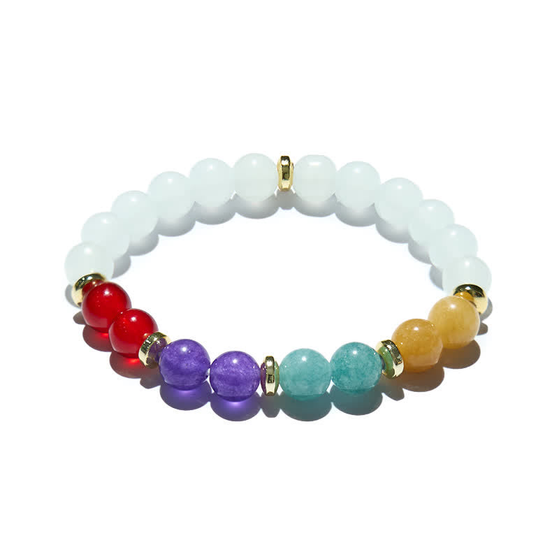 Olivenorma Natural Amethyst Aquamarine Clear Crystal Beads Bracelet