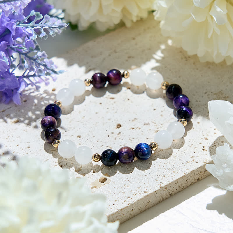 Olivenorma Colorful Starry Sky Tiger Eye Bead Bracelet