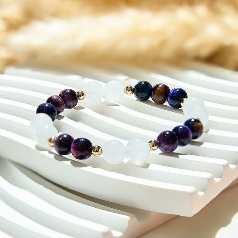 Olivenorma Colorful Starry Sky Tiger Eye Bead Bracelet