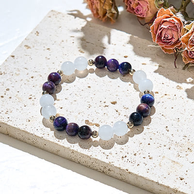 Olivenorma Colorful Starry Sky Tiger Eye Bead Bracelet