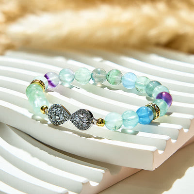 Olivenorma Natural Fluorite Beads Infinity Symbol Bracelet