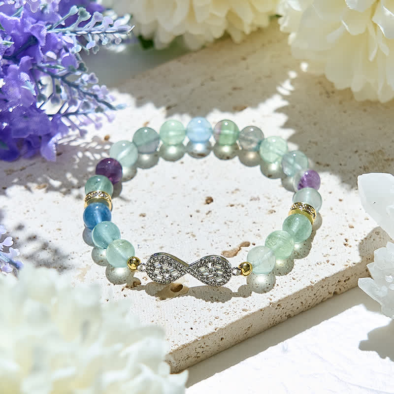 Olivenorma Natural Fluorite Beads Infinity Symbol Bracelet