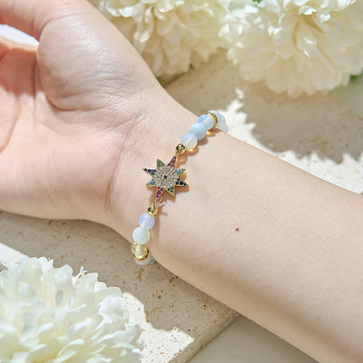 Olivenorma Opalite Beads Colorful Zircon Eight Pointed Star Bracelet