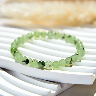 Olivenorma 4mm Natural Prehnite Beads Bracelet