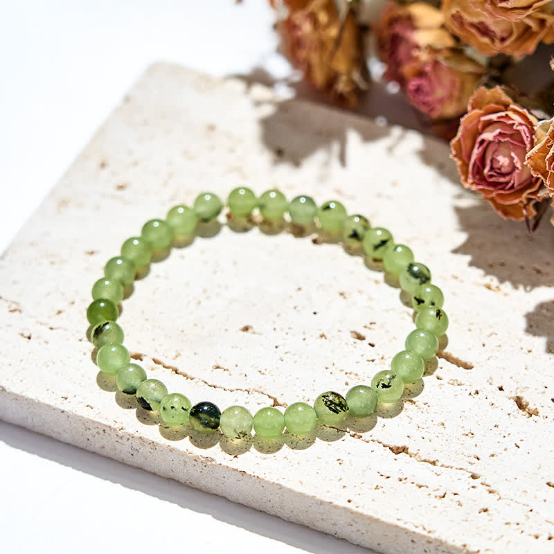 Olivenorma 4mm Natural Prehnite Beads Bracelet