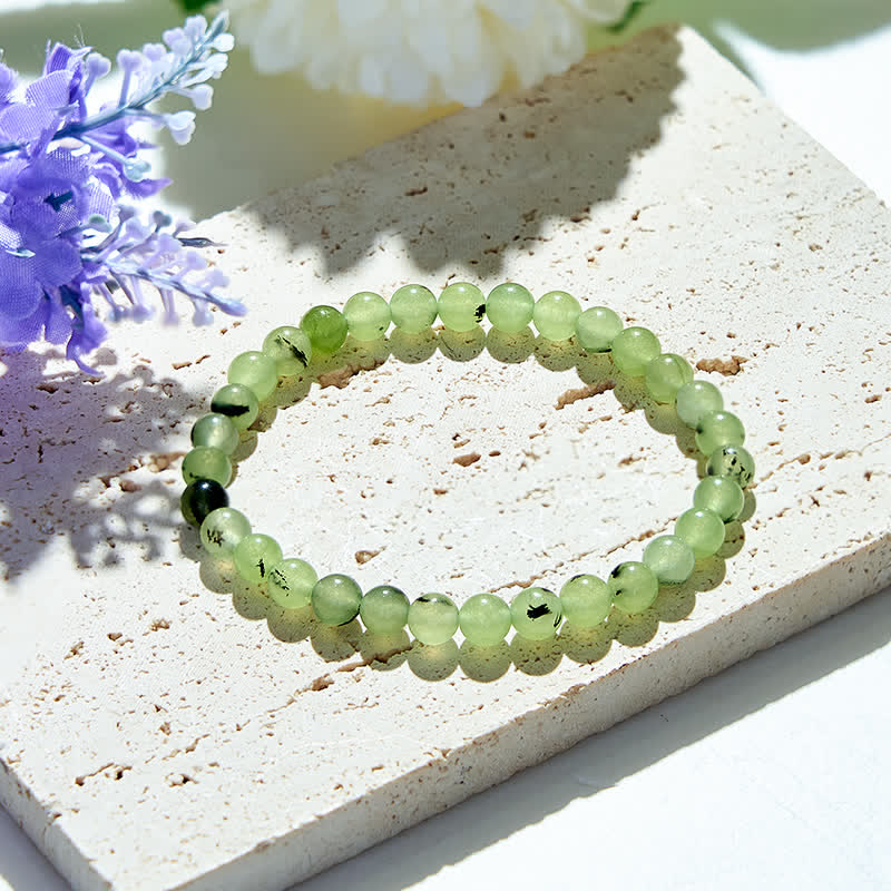 Olivenorma 4mm Natural Prehnite Beads Bracelet