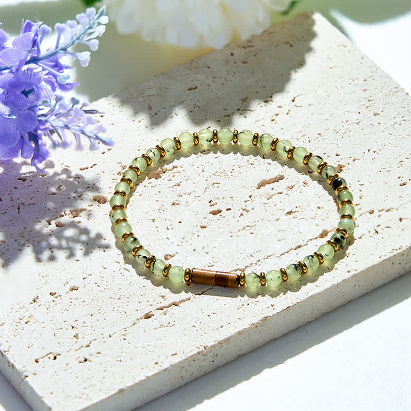 Olivenorma 4mm Natural Prehnite Picture Jasper Beads Bracelet