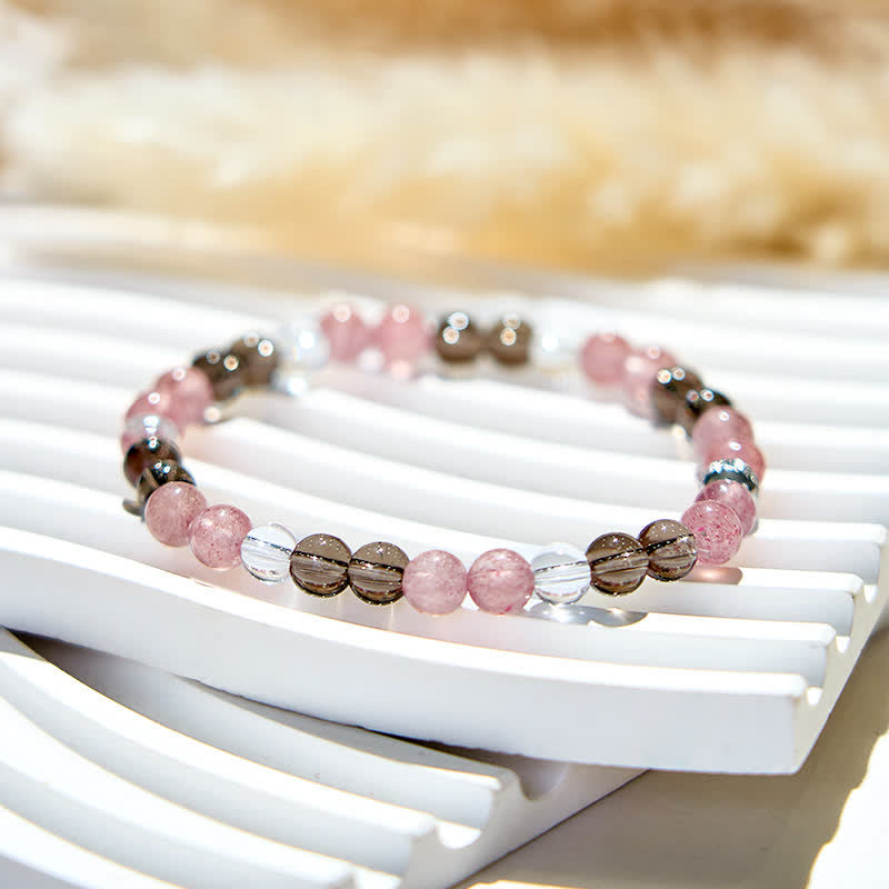 Olivenorma Natural Tiger Eye Strawberry Quartz Beads Bracelet