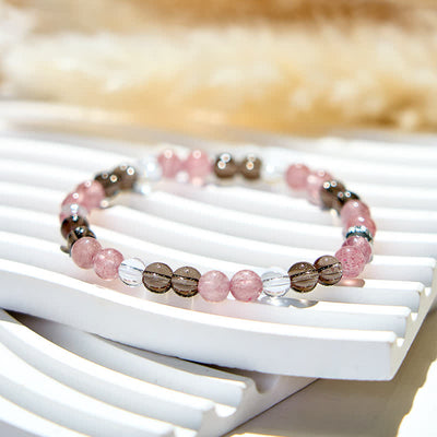 Olivenorma Natural Tiger Eye Strawberry Quartz Beads Bracelet