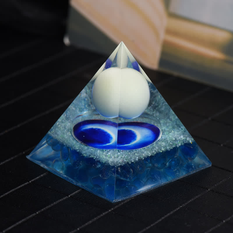 Olivenorma Opalite & Blue Glass Orgone Pyramid