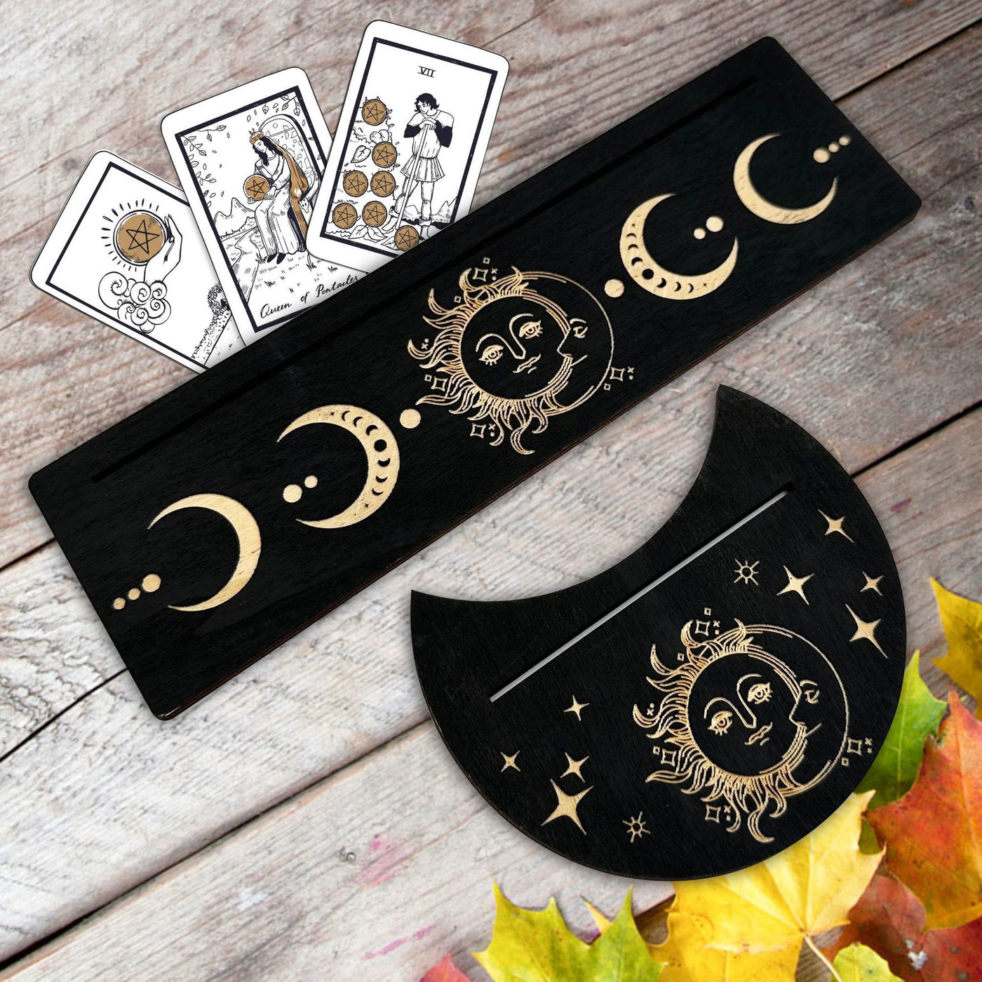 Olivenorma Wooden Moon Phase Tarot Card Stand Holder