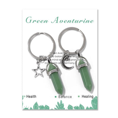 Olivenorma Hexagonal Natural Turquoise Stone Couple Keychain