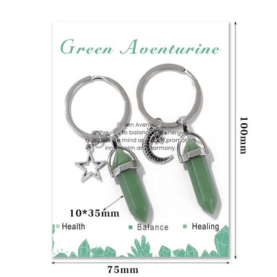 Olivenorma Hexagonal Natural Turquoise Stone Couple Keychain