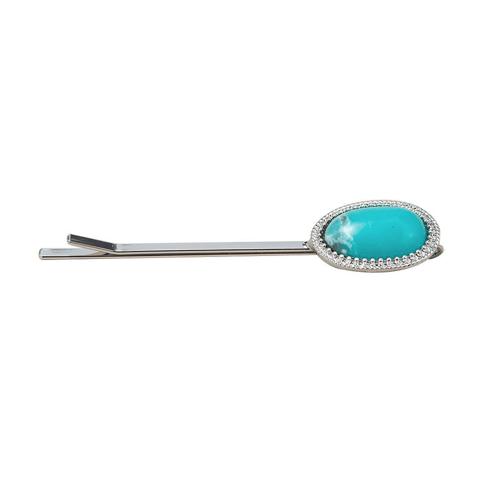 Olivenorma Retro Natural Turquoise Stone Bobby Pin Hairpin