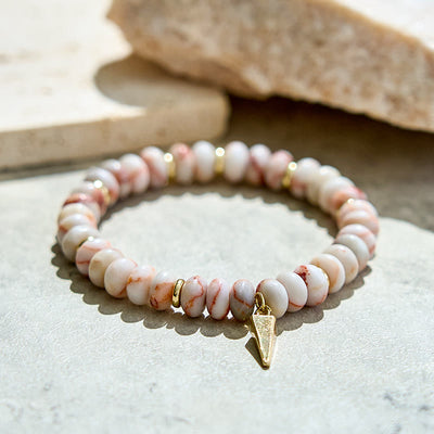 Olivenorma Rhodochrosite Roller Beads Triangular Pendant Bracelet