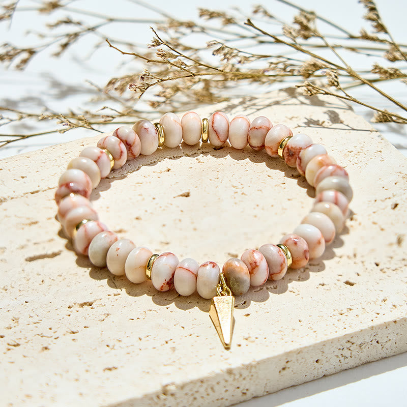 Olivenorma Rhodochrosite Roller Beads Triangular Pendant Bracelet