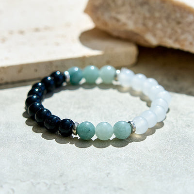 Olivenorma Clear Crystal Amazonite Obsidian Beads Bracelet