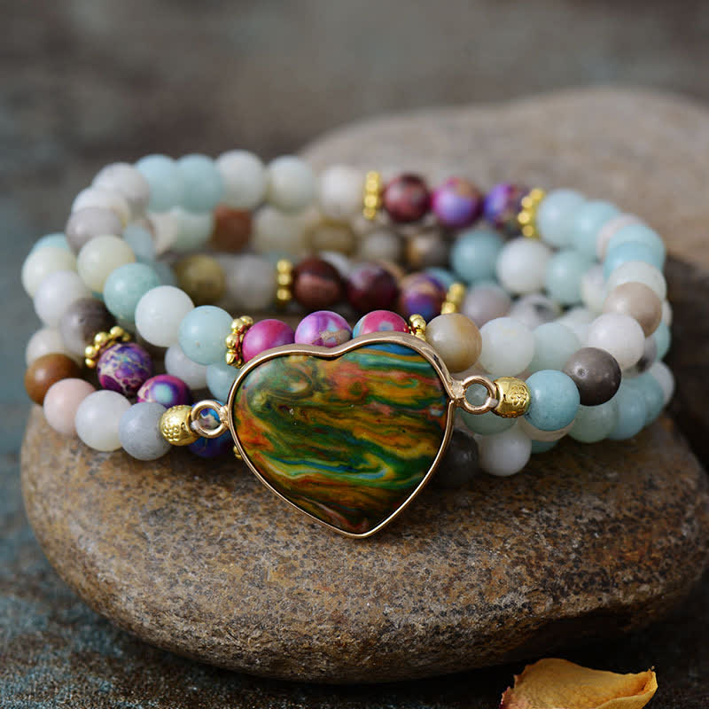 Olivenorma Amazonite Oyster Turquoise Braided Multi-layer Bracelet