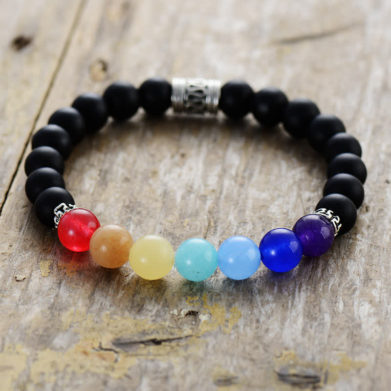 Olivenorma Natural Chakra Black Onyx Beads Bracelet