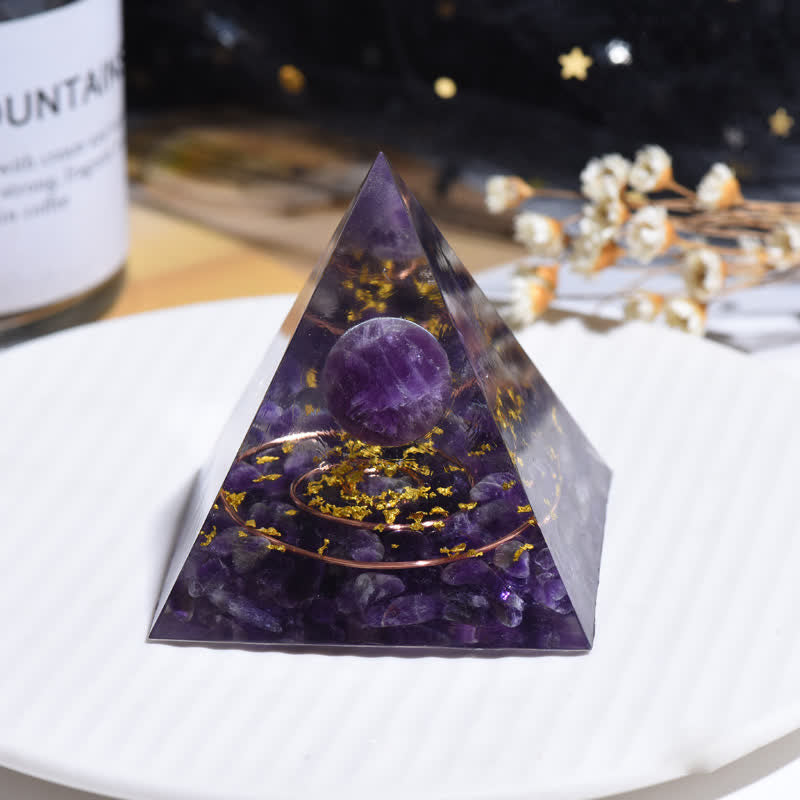 Olivenorma Amethys Crystal Ball Metal Circle Orgone Pyramid