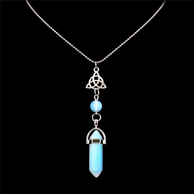 Olivenorma Celtic Symbol Hexagonal Opal Point Necklace