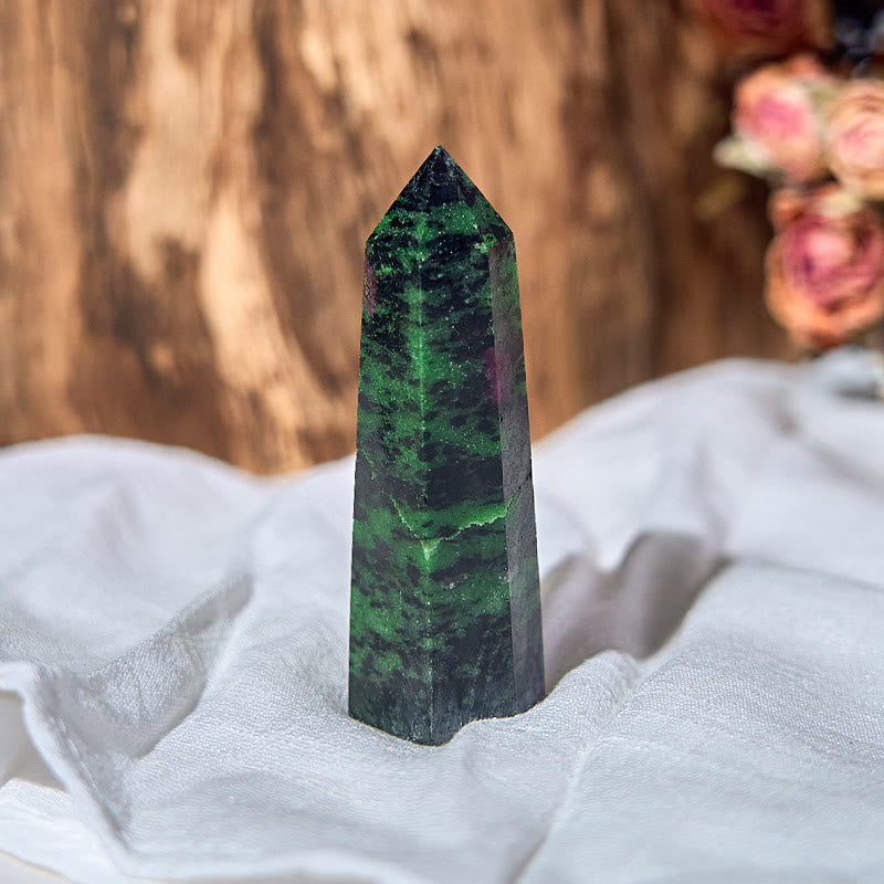 Olivenorma Large Ruby Zoisite Crystal Points Wands Tower