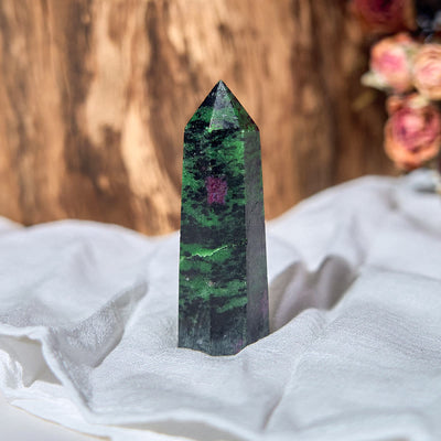 Olivenorma Large Ruby Zoisite Crystal Points Wands Tower