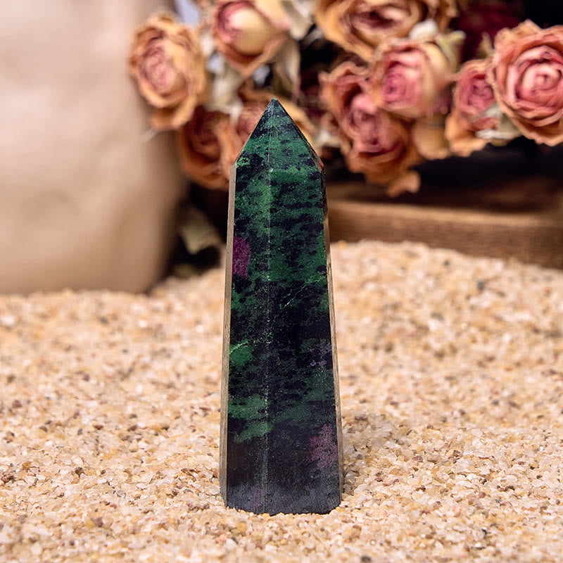 Olivenorma Large Ruby Zoisite Crystal Points Wands Tower