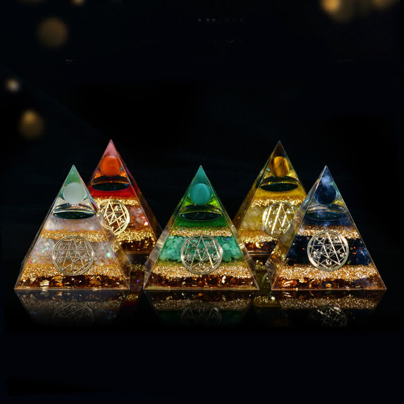 Olivenorma Natural Stone Five Elements Orgone Pyramid