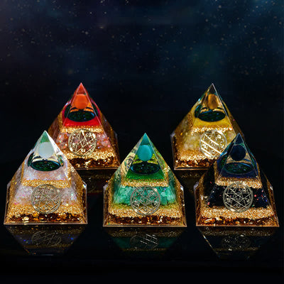 Olivenorma Natural Stone Five Elements Orgone Pyramid