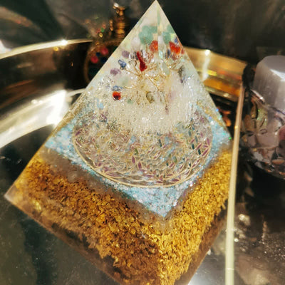 Olivenorma 15cm Clear Crystal Health Orgone Pyramid