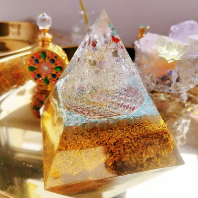 Olivenorma 15cm Clear Crystal Health Orgone Pyramid