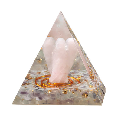 Olivenorma 5cm Natural Crystal Angel Carving Orgone Pyramid