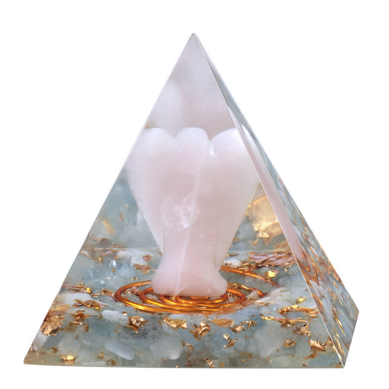 Olivenorma 5cm Natural Crystal Angel Carving Orgone Pyramid