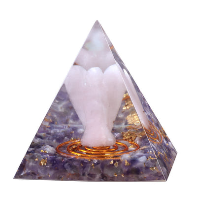 Olivenorma 5cm Natural Crystal Angel Carving Orgone Pyramid