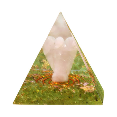 Olivenorma 5cm Natural Crystal Angel Carving Orgone Pyramid