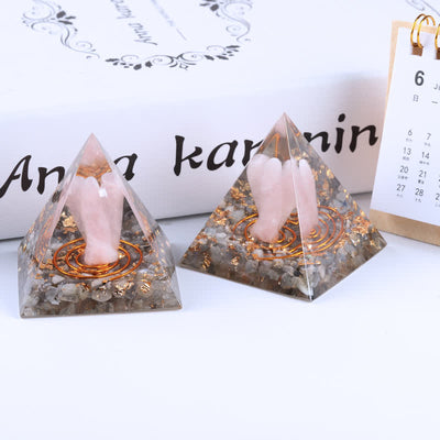 Olivenorma 5cm Natural Crystal Angel Carving Orgone Pyramid