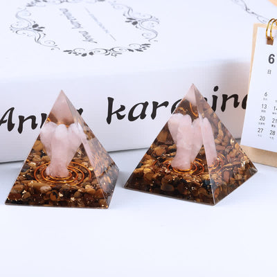 Olivenorma 5cm Natural Crystal Angel Carving Orgone Pyramid