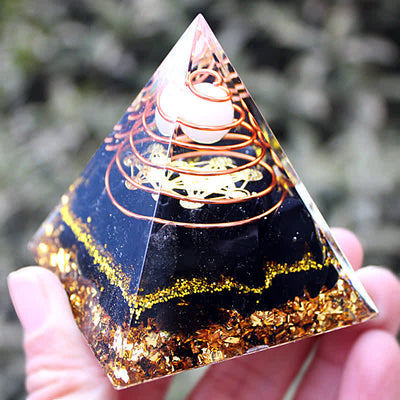 Olivenorma 6cm White Jade Obsidian Orgone Pyramid