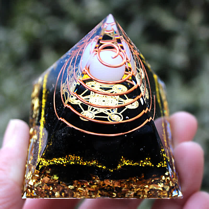 Olivenorma 6cm White Jade Obsidian Orgone Pyramid